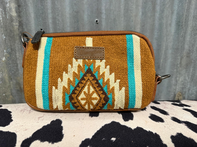 BROWN WRANGLER MINI SOUTHWESTERN KNITTED CROSSBODY/WALLET