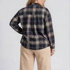 PLAID BOXY BUTTON COLLARED LONG SLEEVE SHIRT
