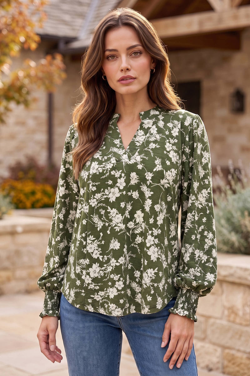 Smocked Sleeve Lizzy Blouse Top