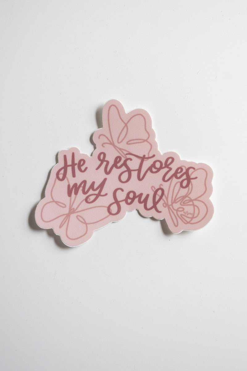 He Restores My Soul | handlettered sticker