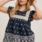 BOHO FLORAL EMBROIDERED BLOUSE TOP