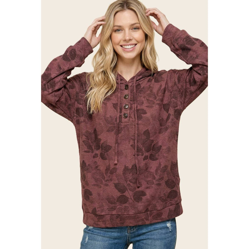 FLORAL PRINTED HOODIE TOP