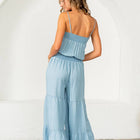 Relaxed Fit Smocked Tiered Wide Leg Jumpsuit