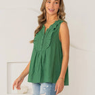 Relaxed Fit Ruffle Trim Sleeveless Top