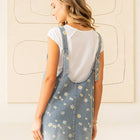 Relaxed Fit Daisy Print V Neck Denim Dress