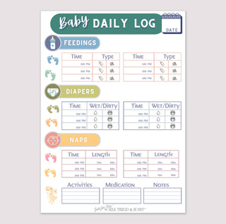 Pretend Play Baby Doll Daycare Log Notepad