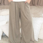 Heather Olive Soft Jersey Fabric Pleated Pants