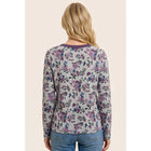 SPLIT HALF BUTTON NECK FLORAL PRINTED TOP