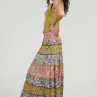 MIX PRINT TIERED A LINE  MAXI SKIRT