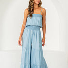 Relaxed Fit Smocked Tiered Wide Leg Jumpsuit