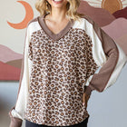 Animal Print V Neck Pullover Top