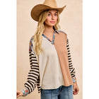 CUT EDGE FLORAL DENIM WAFFLE MIX AND MATCH TOP