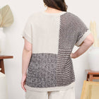 MULTI PATTERN COLORBLOCK SHORT SLEEVE SWEATER