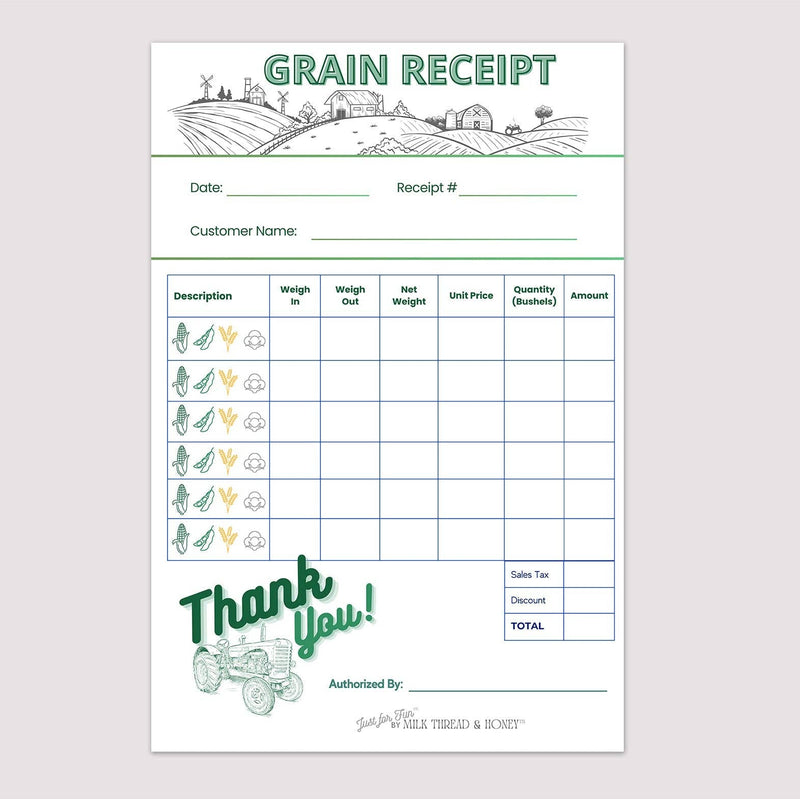 Pretend Play Grain Receipt Notepad