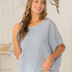 Plus Patchwork Striped Dolman Sleeve Top