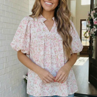 State Fair Summer Ruffle Neck Babydoll Blouse