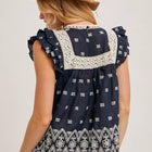 BOHO FLORAL EMBROIDERED BLOUSE TOP
