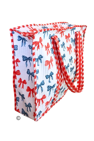 SC - ETA 6/1 - Americana Red and Blue Bow Tote Bag