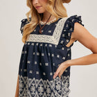 BOHO FLORAL EMBROIDERED BLOUSE TOP