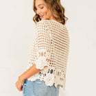 Relaxed Fit Crochet Lace Button Down Top
