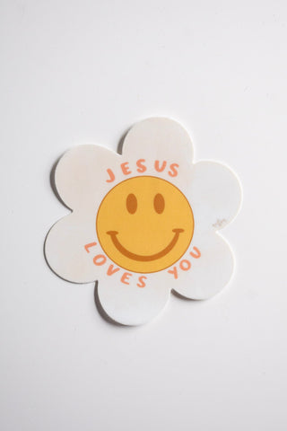 'Jesus loves you' handlettered sticker