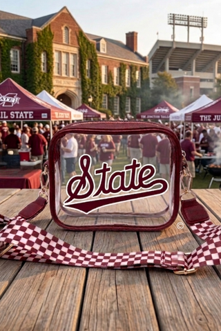 SC - ETA 6/24 - Mississippi State Maroon Clear Crossbody Bag