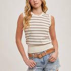 STRIPED MUSCLE KNIT TANK TOP