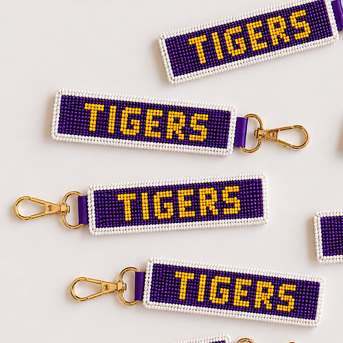 SC - ETA 8/24-9/7 TIGERS Beaded Keychain