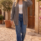 Curly Ribbed Relaxed Front Pocket Cardigan
