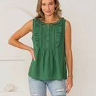 Relaxed Fit Ruffle Trim Sleeveless Top