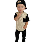 BAMBOO POCKET TEE - SAND COLOR BLOCK