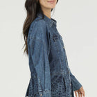 EMB TIER CINCH WAISTED BTTN FRONT TOP
