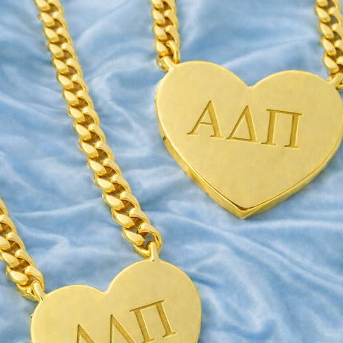 SC - Alpha Delta Pi Engraved Gold Heart Necklace