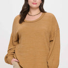 DROP SHOULDER LONG SLEEVE SWEATER KNIT TOP