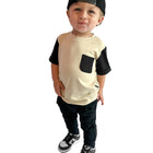 BAMBOO POCKET TEE - SAND COLOR BLOCK