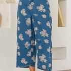 Relaxed Fit Floral Denim Wide Leg Pants