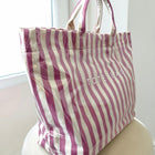 SC - Pink and Beige Striped TOTE BAG