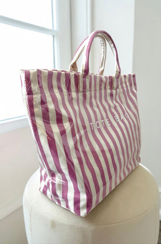 SC - Pink and Beige Striped TOTE BAG