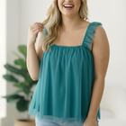 Dreamy Teal Tulle Tank Top