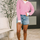 Almost Therapeutic Drop Shoulder Pullover in Candy Pink