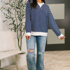 Almost Therapeutic Drop Shoulder Pullover in Navy