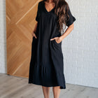 Always Learning Dolman Sleeve Dress in Black