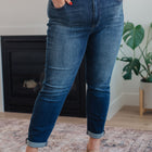 Amber Cuffed Slim Fit Dark Wash Jeans