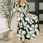 Art Show Puff Sleeve Midi Dress