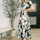 Art Show Puff Sleeve Midi Dress