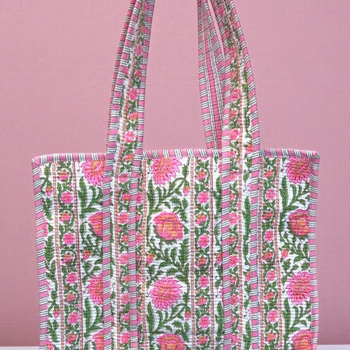 SC - ETA 2/20 - Ronan Green and Pink Floral Tote Bag