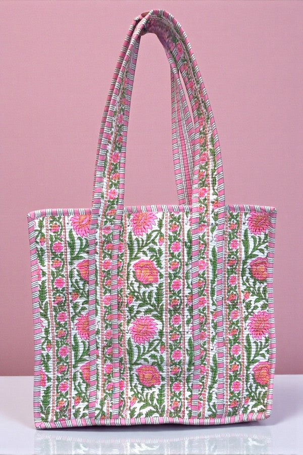 SC - ETA 2/20 - Ronan Green and Pink Floral Tote Bag
