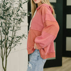Balloon Sleeve Cut Sew Sweater Knit Top in Mauve