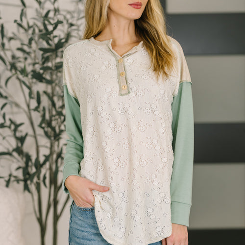 Because I Can Drop Shoulder Henley Top