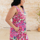 Bless Your Heart V-Neck Dress in Neon Fuchsia